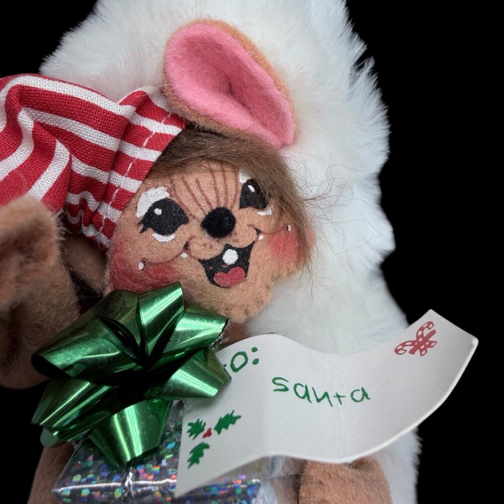 Annalee 2002 Christmas Mouse Santa Hat Collectible Doll Vtg Holiday Decor 7 In